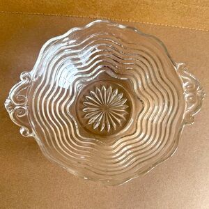 Beautiful Vintage Caribbean Clear Depression Glass Serving Bowl by Duncan Miller